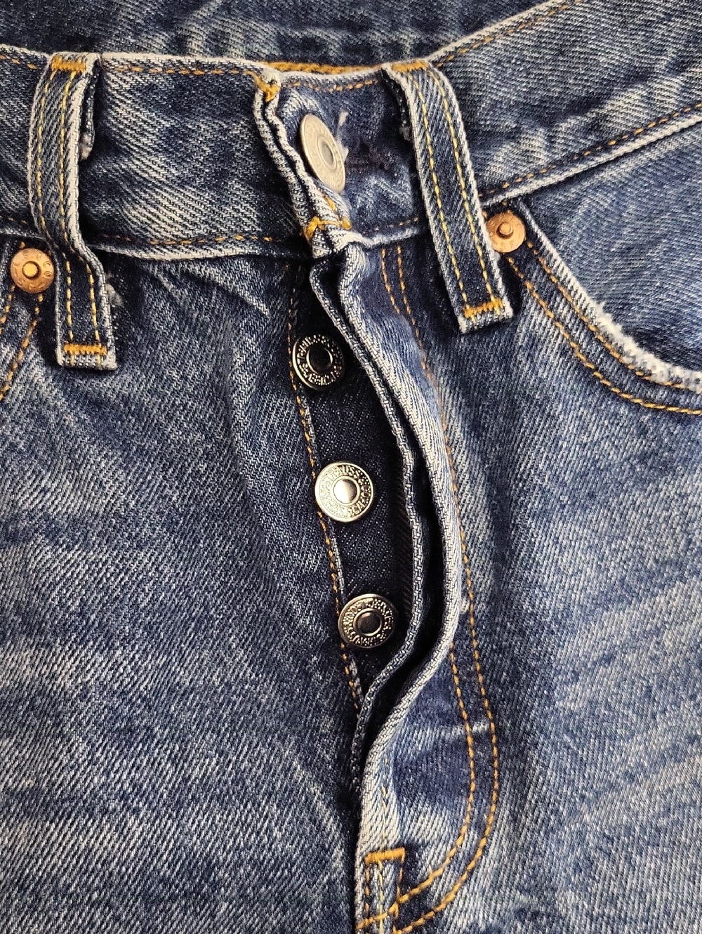 Levi's 501 Jeans W26 L32 Button Fly High Rise Straight Leg Medium Wash Unisex - Picture 5 of 11